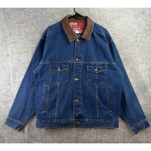 Marlboro Country Store Jacket Men's Large Blue Denim Button Up Collared